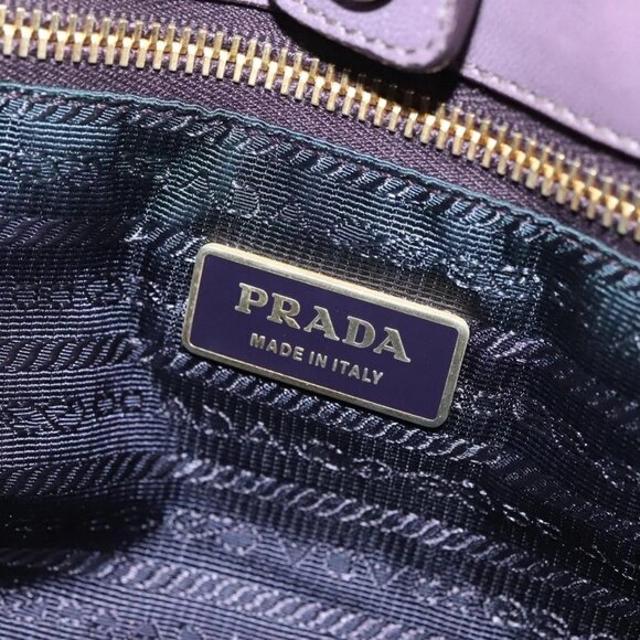 PRADA Hand Bag Nylon Purple Gold Auth 137586 - Picture 12 of 16
